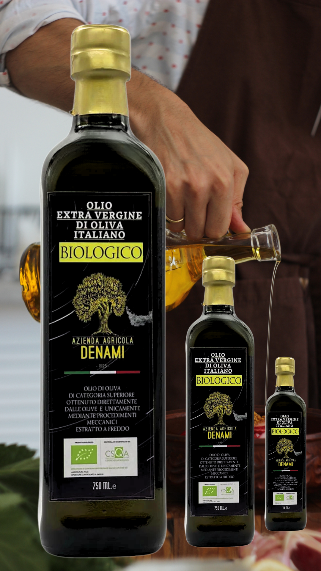 Bio-Olivenöl Extra Vergine – Italienisches natives Olivenöl der Marke Denami, kaltgepresst und naturrein