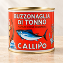 Callipo Buzzonaglia di Tonno in Sonnenblumenöl – rote Konservendose auf hellem Stein