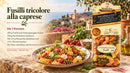 Rezept Fusilli tricolore alla caprese für zwei Personen mit Colacchio Pasta – Rezeptbanner mit deutscher Anleitung