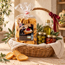Crostini di Grano Colacchio – Knusprige Weizen-Crostini, 250 g – Serviervorschlag in einem italienischen Geschenkkorb