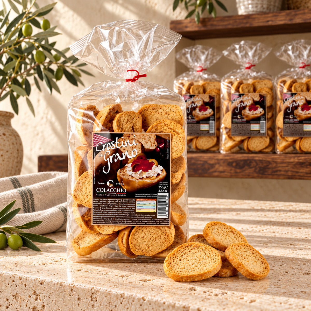 Crostini di Grano Colacchio – Knusprige Weizen-Crostini, 250 g – mehrere Packungen in einer italienischen Feinkost-Boutique