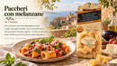 Rezept Paccheri con melanzane e ricotta salata für zwei Personen mit Colacchio Pasta – Rezeptbanner mit deutscher Anleitung
