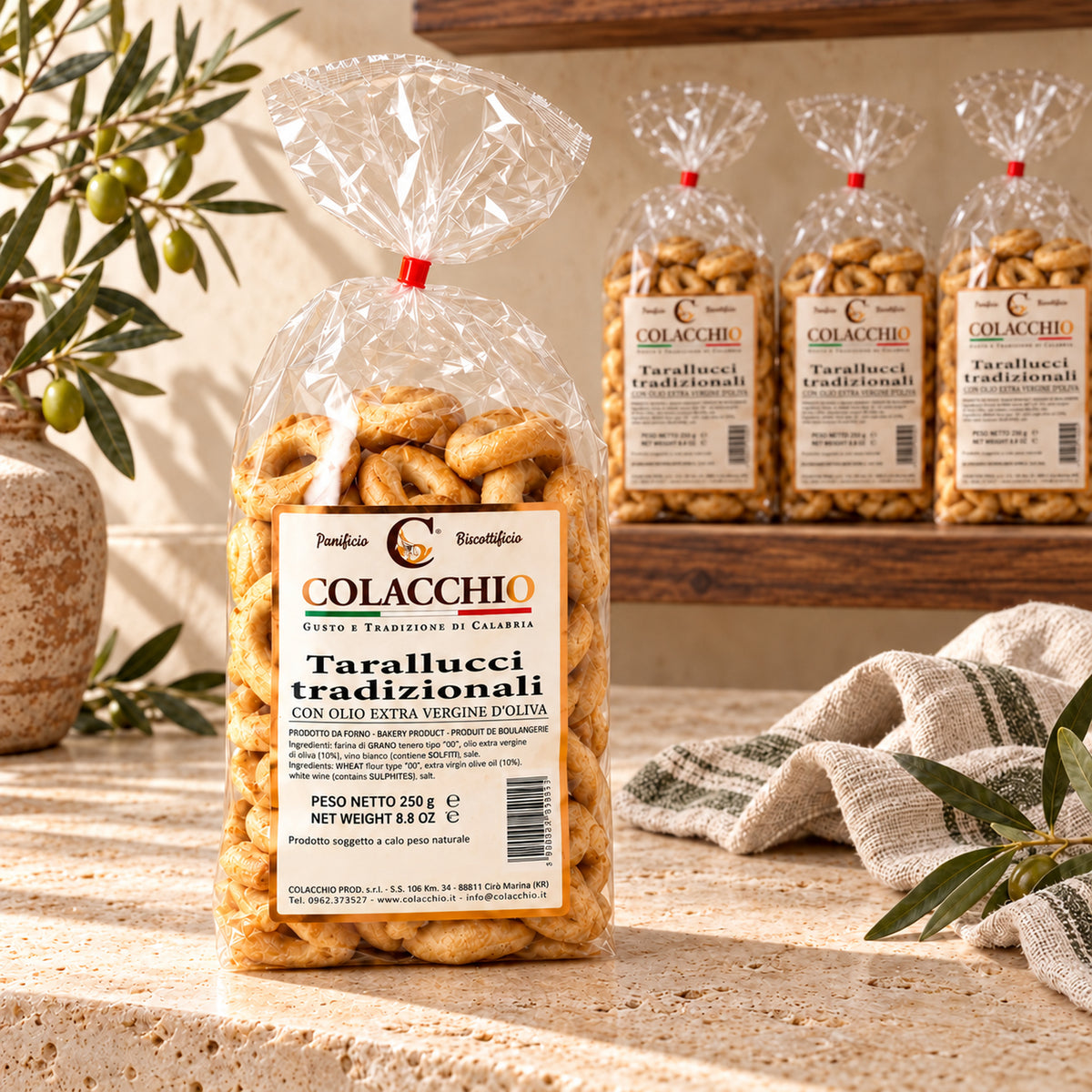Tarallucci Tradizionali Colacchio – Klassische Knabberringe, 250 g – mehrere Packungen in einer italienischen Feinkost-Boutique
