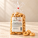 Tarallucci Tradizionali Colacchio – Klassische Knabberringe, 250 g – Produktansicht auf cremefarbenem Travertin
