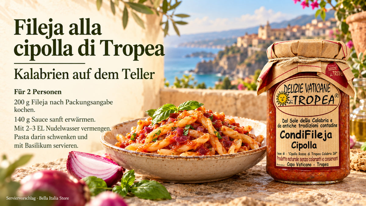 CondiFileja Cipolla – Pastasauce mit Tropea-Zwiebeln IGP, 230 g – Rezept mit Fileja