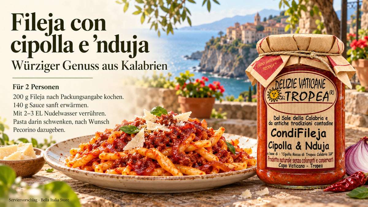 CondiFileja Cipolla & ’Nduja – Pikante Pastasauce aus Kalabrien, 230 g – Rezept mit Fileja