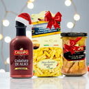 Italienisches Meeresdelikatessen Geschenkset mit Colatura di Alici, Pasta Maccheroni Brigati und Callipo Thunfisch – festliche Geschenkidee zu Weihnachten
