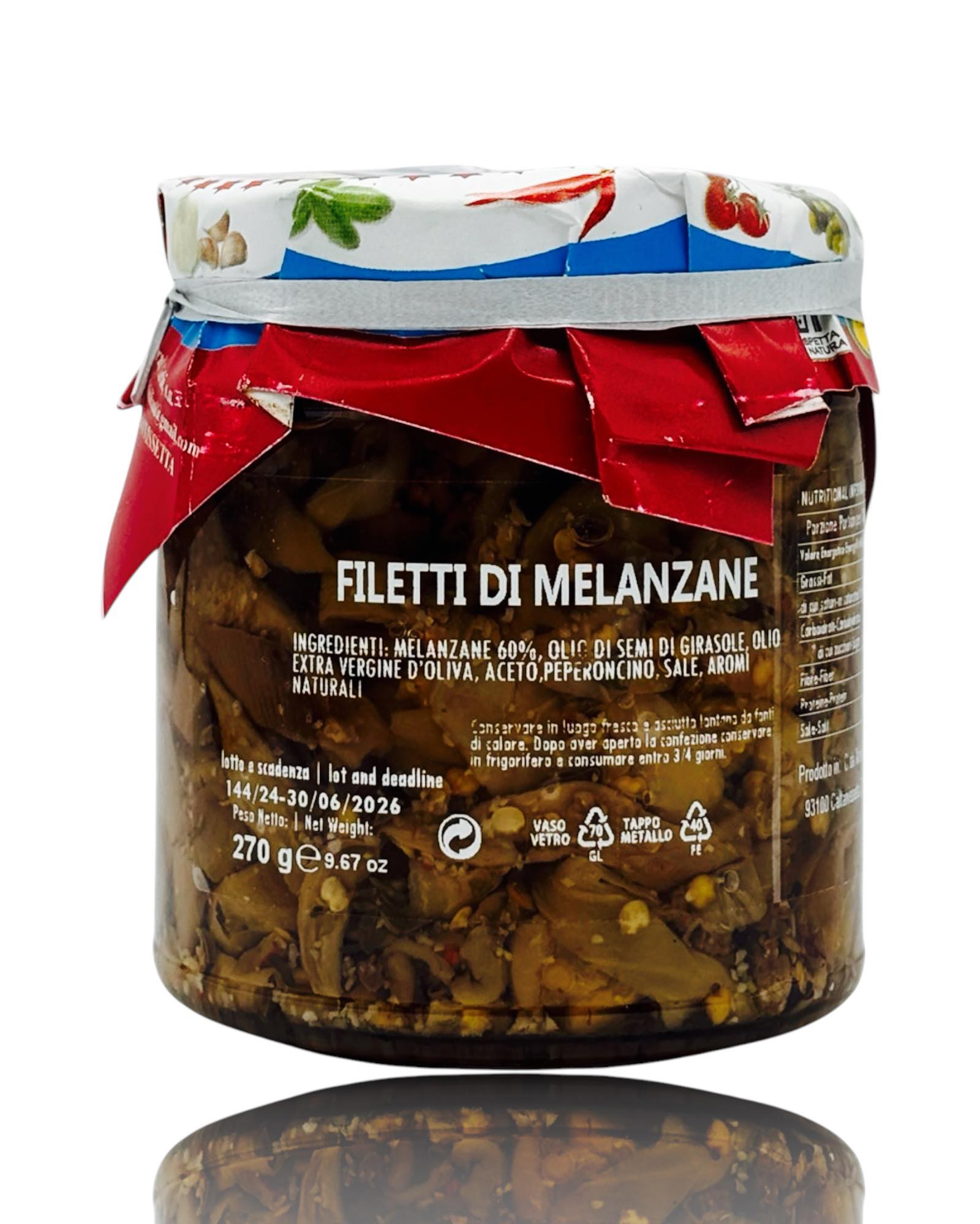 Filetti di Melanzane – Italienische Auberginenfilets in nativem Olivenöl – 270g