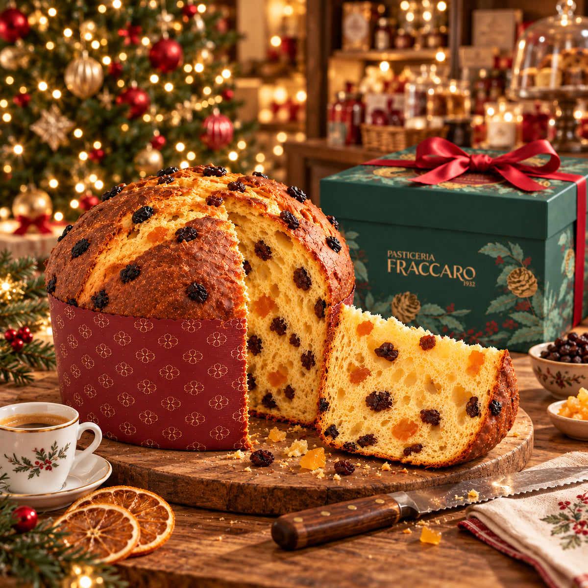 Fraccaro Panettone Classico Basso – Geschenkbox, 1 kg – Weihnachtsboutique