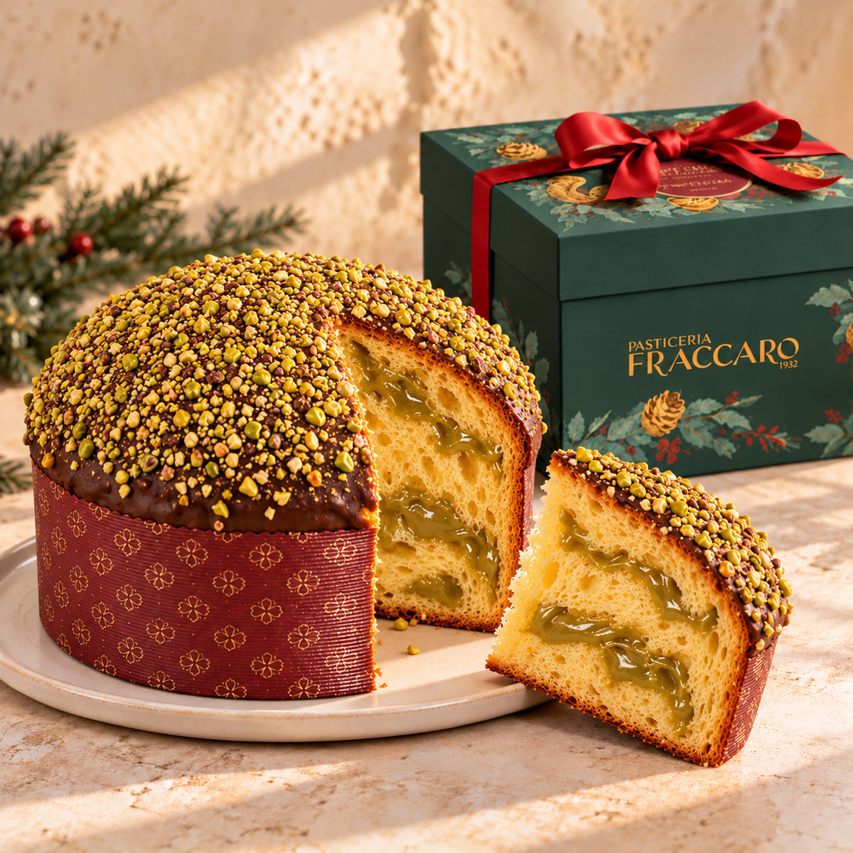 Fraccaro Panettone mit Pistaziencreme – Geschenkbox, 1 kg – ab November erhältlich