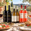 Italienisches Weinpaket – Rot, Weiß & Rosé 6er Set aus Italien – Serviervorschlag auf einer italienischen Terrasse