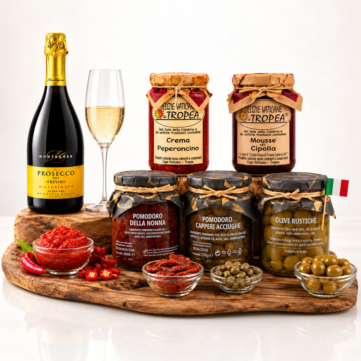 Italienisches Antipasti Paket mit Prosecco & kalabrischer Feinkost