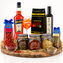 Sommer Genuss Paket Italien – Aperol, Kaffee, Olivenöl & Feinkost Spezialitäten – Produktset auf der originalen Unterlage