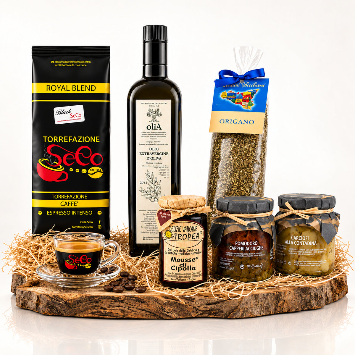 Italienisches Feinkost mit Espresso, Olivenöl & Delikatessen