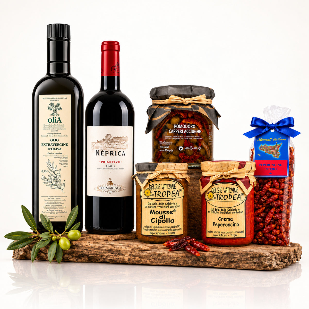 Italienisches Gourmet-Paket Essenza – Olivenöl, Primitivo & Delikatessen
