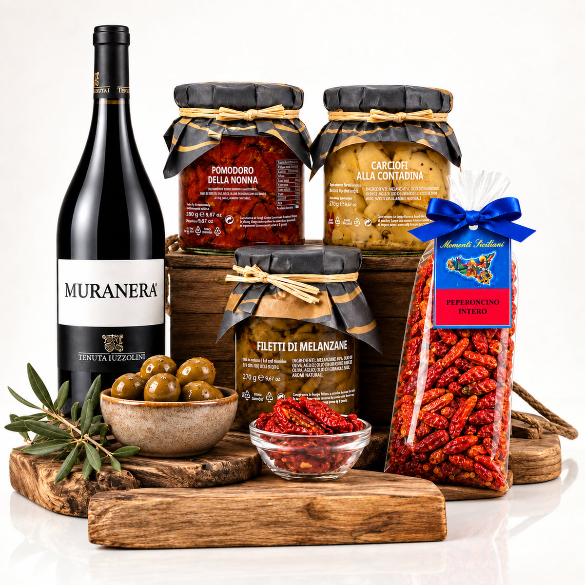 Italienisches Antipasti-Paket mit Muranera Rotwein