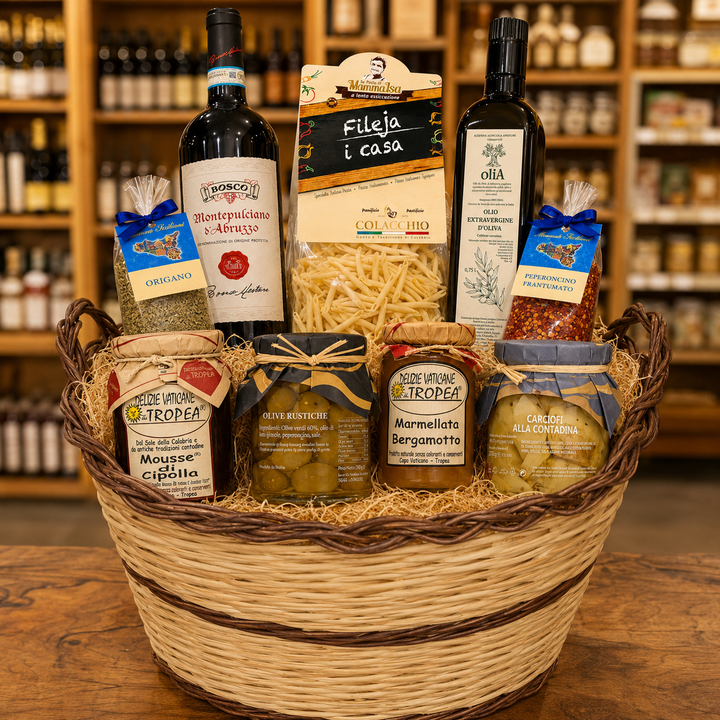 Grande Natale – Großer italienischer Weihnachts-Geschenkkorb mit Wein & Olivenöl