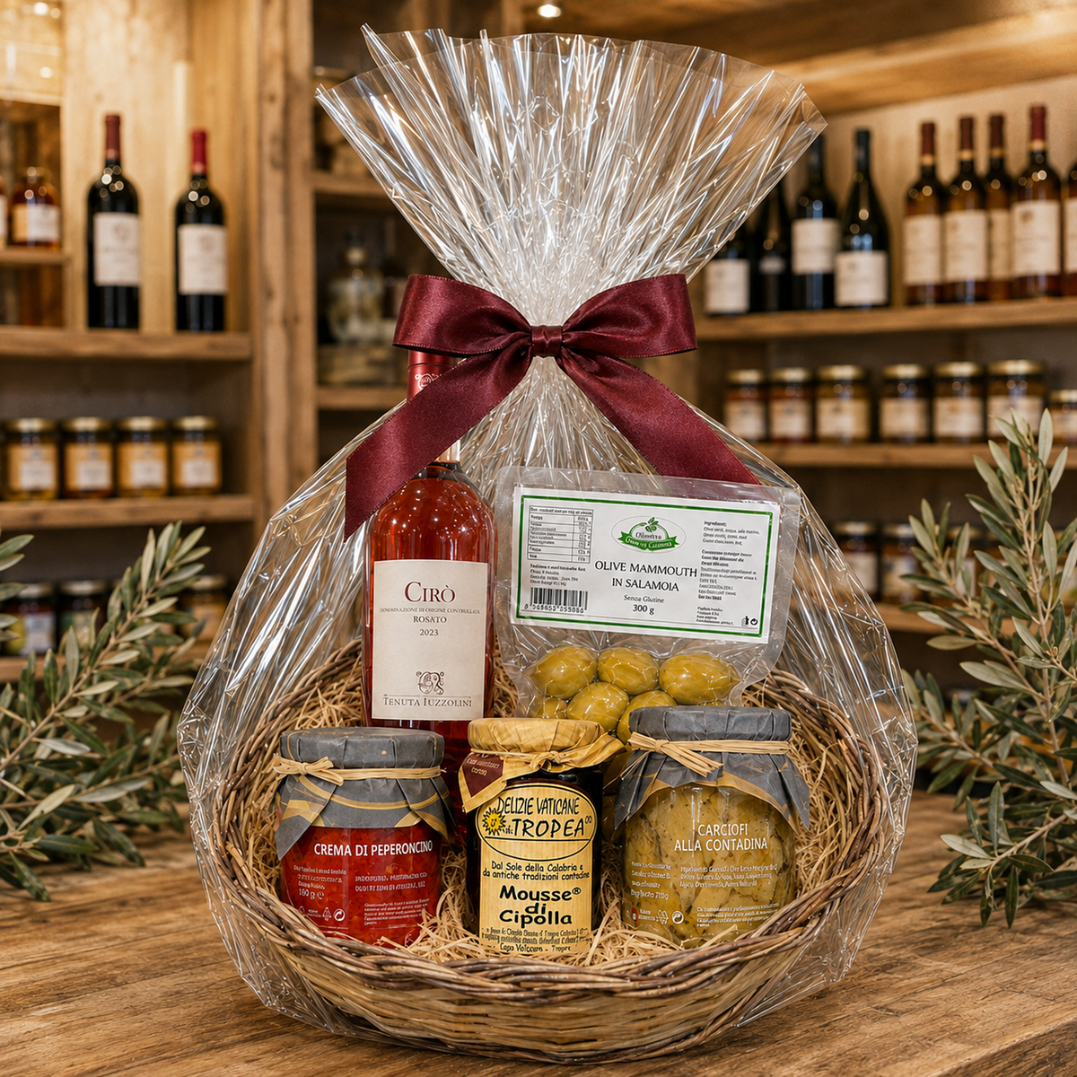 Italienischer Geschenkartikel mit Cirò Rosato & Feinkost