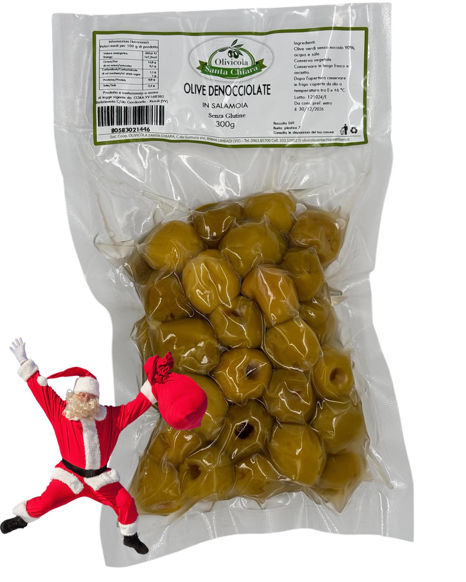 Olive Denocciolate in Salamoia - Entkernte grüne Oliven in Salzlake, 300g