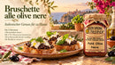 Rezept Bruschette alle olive nere für zwei Personen mit schwarzer Olivencreme, Mozzarella und Basilikum