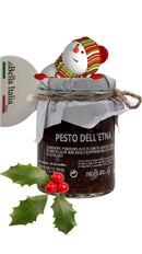 Pesto dell'Etna – Italienische Delikatesse aus Sizilien, perfekt für Pasta, festlich dekoriert mit Weihnachtsdetails, verfügbar im Bella Italia Store.