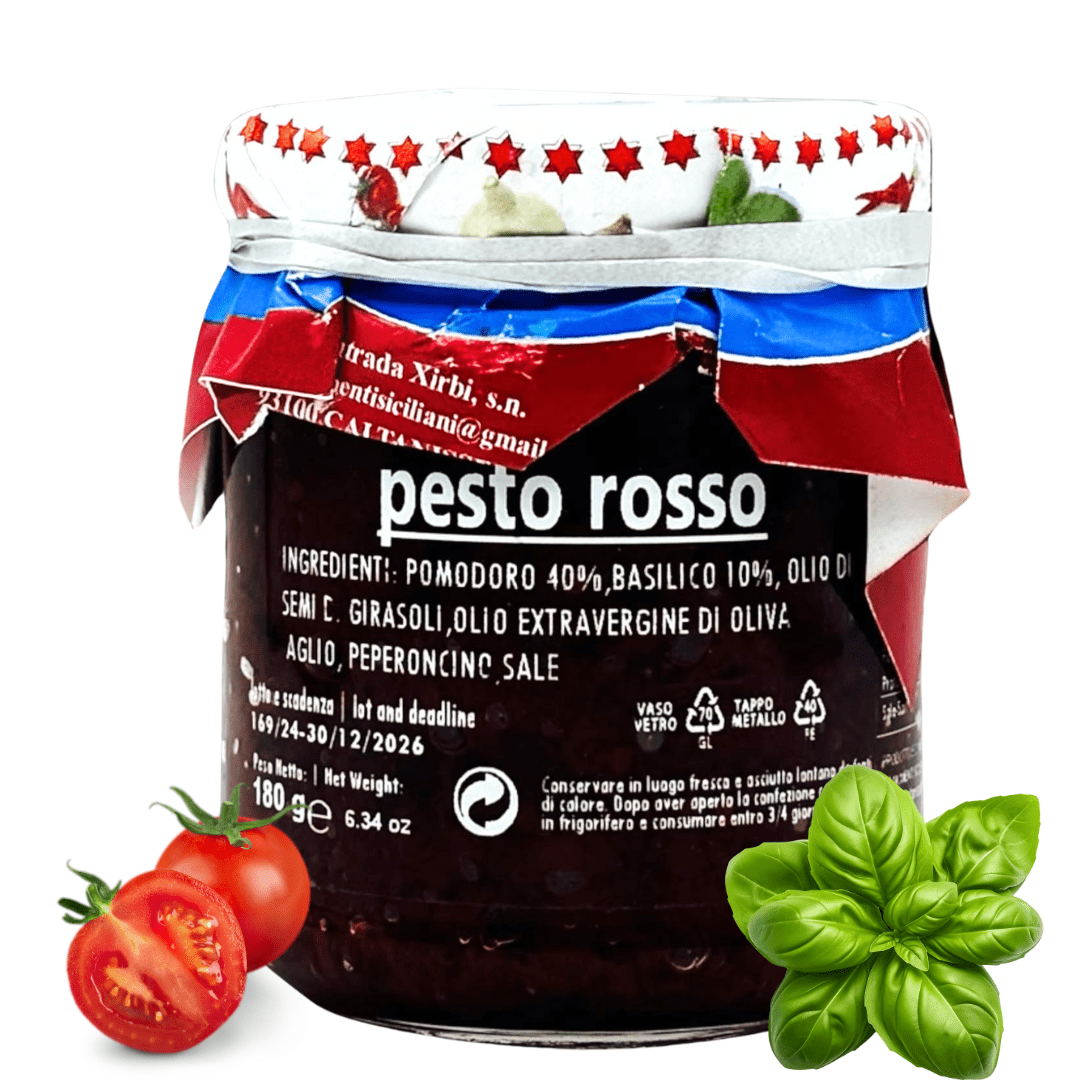 Pesto Rosso – Italienisches Tomaten - Basilikum - Pesto, 180g Bella Italia store Delikatessen Bella Italia store