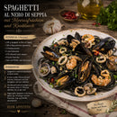 Rezept für schwarze Spaghetti al Nero di Seppia mit Meeresfrüchten, Knoblauch und italienischem Olivenöl