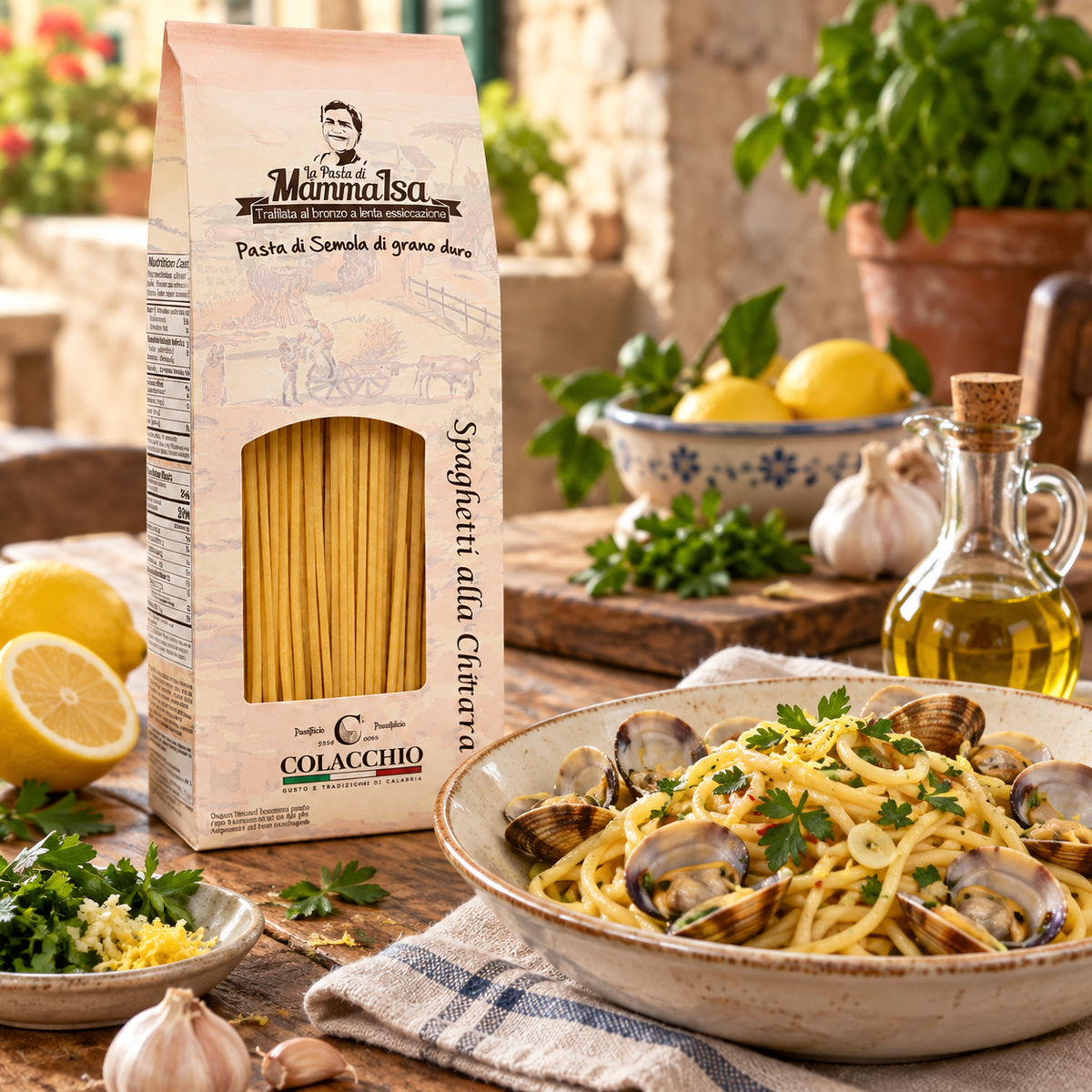 Spaghetti alla Chitarra – Handgefertigte Pasta aus Hartweizengrieß, 500g