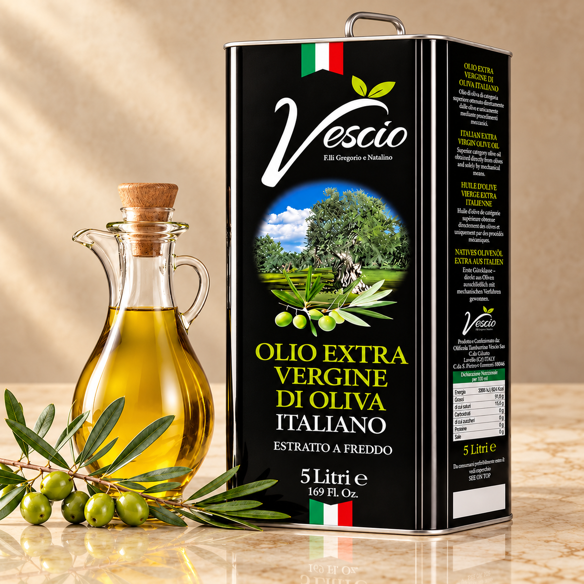Kaltgepresstes Olivenöl – Extra Vergine aus Kalabrien, Premium Qualität – 5 l